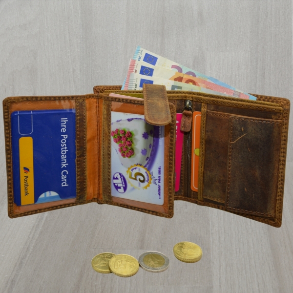 flevado Vintage Wildleder Geldbörse Voll Leder Herren Portemonnaie Hochformat RFID Safe
